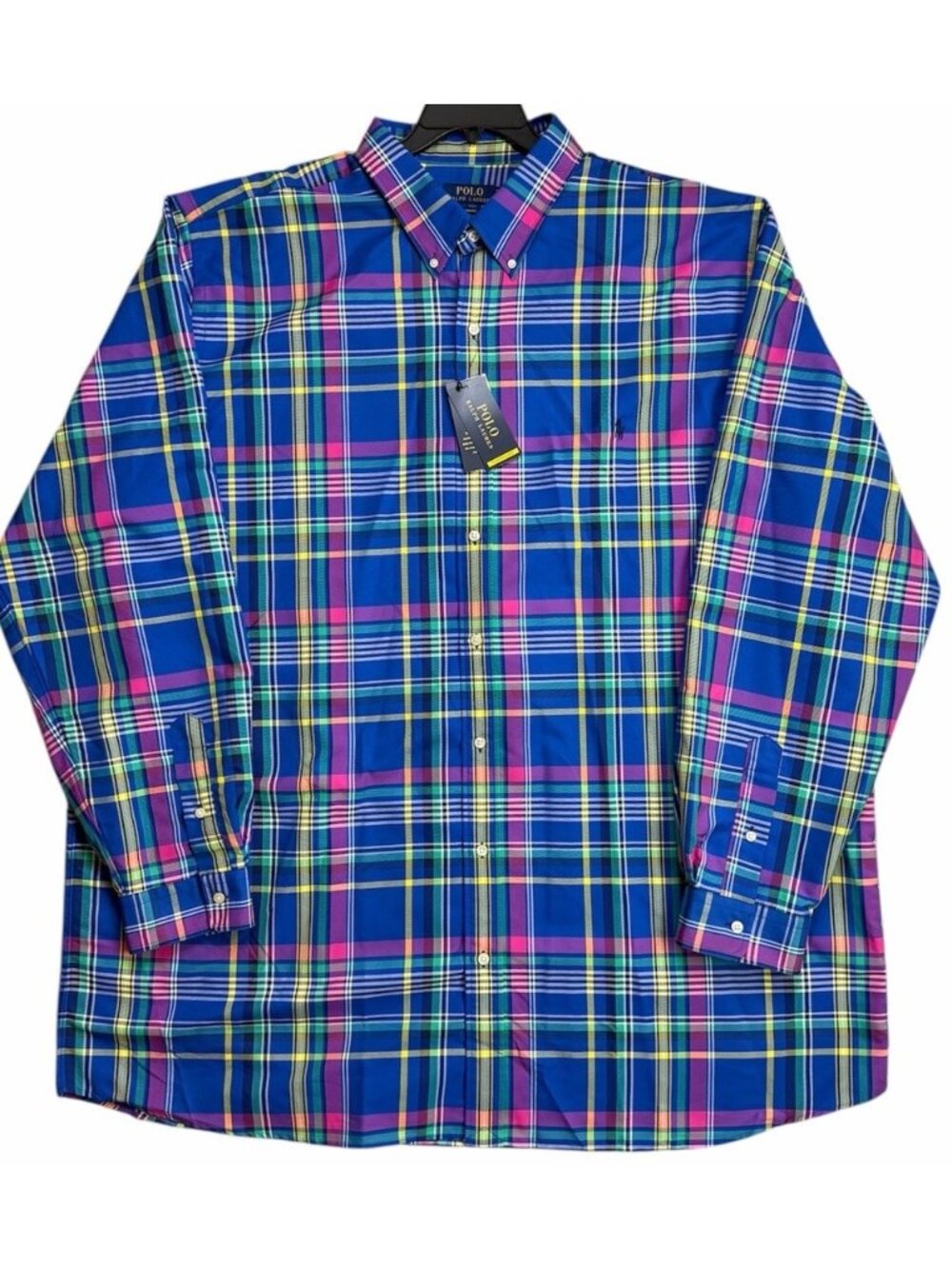 Polo Ralph Lauren Performance Oxford Shirt 3XLT Classic Fit Blue Plaid $148 NWT